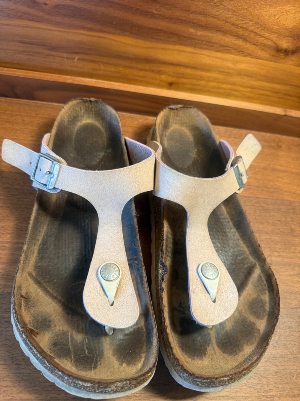 Birkenstock Beige T-Strap Sandals